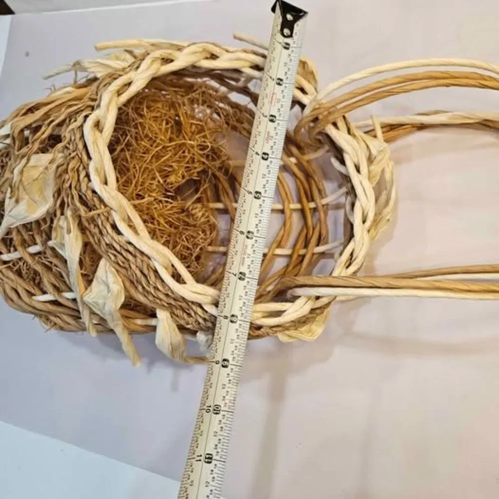 Handmade Woven Basket. Wall decor. Flat on one side.